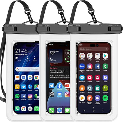 Famoby Up to 8.3" 3 Pack White Universal Waterproof Phone Pouch, Phone by Famoby