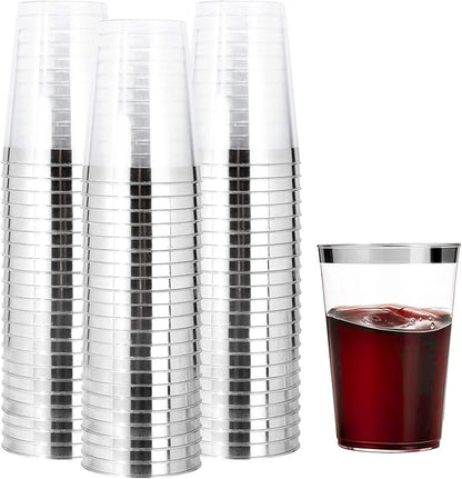 I00000 200pcs Silver Disposable Plastic Cups 10 oz Clear Plastic Cups Old by I00000