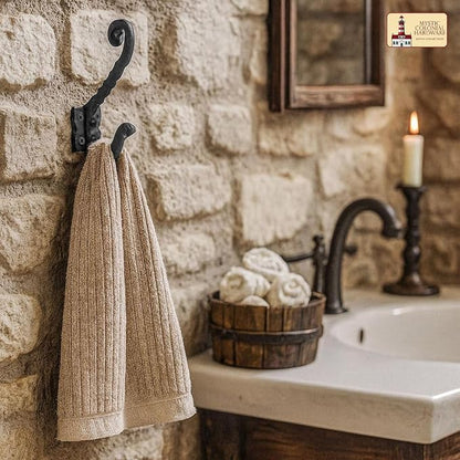 Mystic Colonial Rustic Cast Iron Wall Hooks, Heavy Duty Blackened Vintage - Image 5