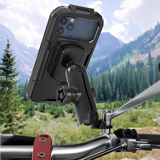 iMESTOU Waterproof Rearview Mirror Phone Mount, Motorcycle 1" Ball Phone Holder - Image 6