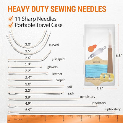 VONEEDL Upholstery Repair Kit: Waxed Sewing Thread & Heavy Duty Needles - Image 4