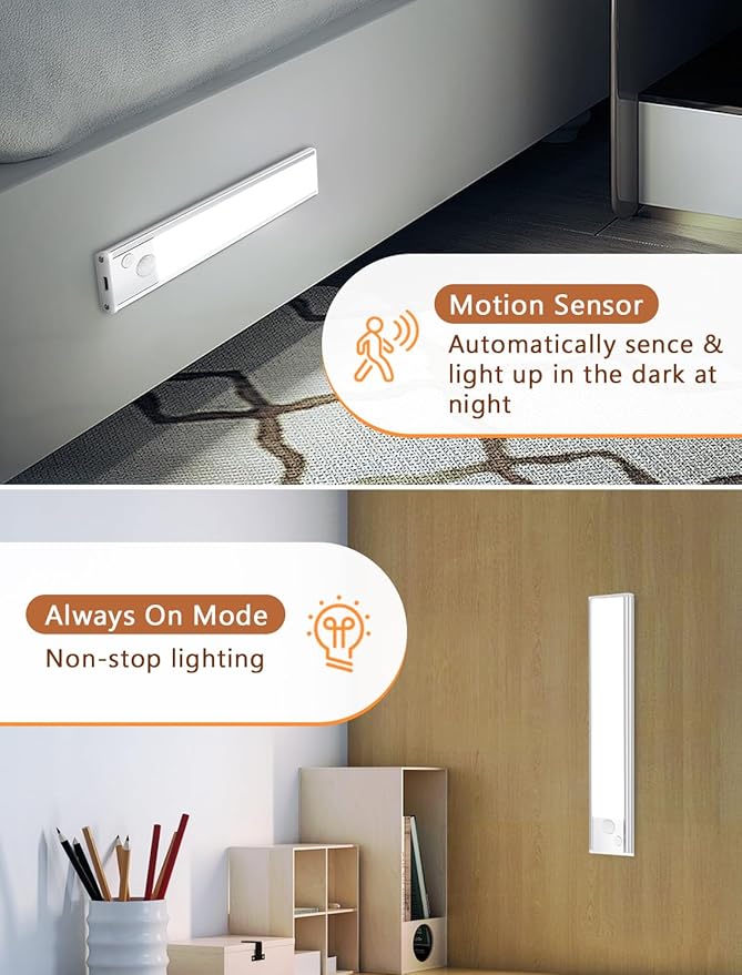 Under Cabinet Motion Sensor Lighting: 8 Inch Dimmable Rechargeable Lights Indoor - Image 3