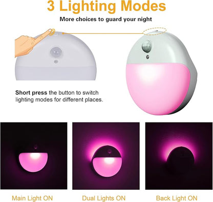 YUNLEX 2 Pack Pink Battery Night Light, Motion Activated Night Light, 2.6" - Image 4
