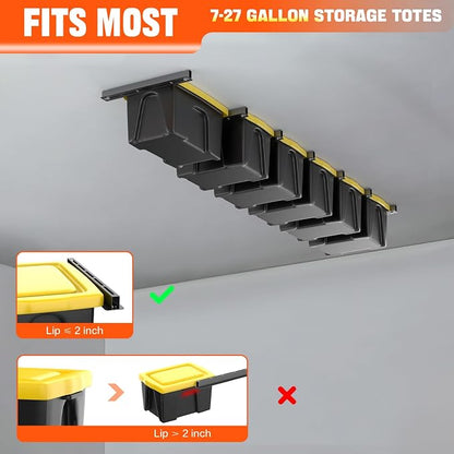 TORACK Garage Ceiling Bin Storage Rack, Adjustable Heavy Duty Overhead Tote - Image 5