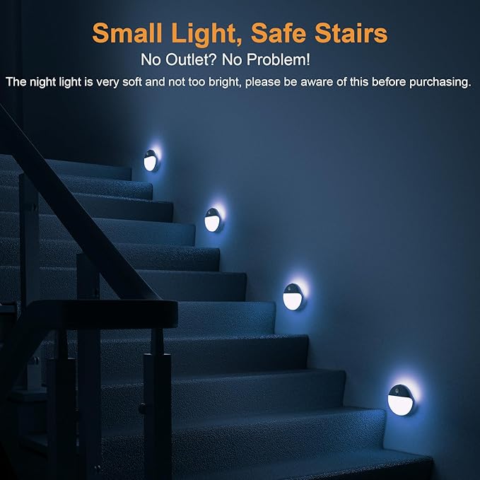 YUNLEX 2 Pack Azure Battery Night Light, Motion Activated Night Light, 2.6" - Image 2