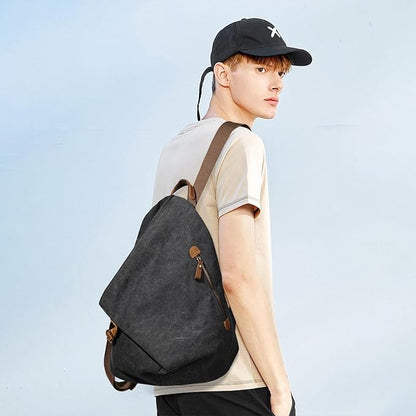 KL928 Canvas Vintage Backpack – Large Casual Daypack Outdoor Travel Rucksack - Image 8