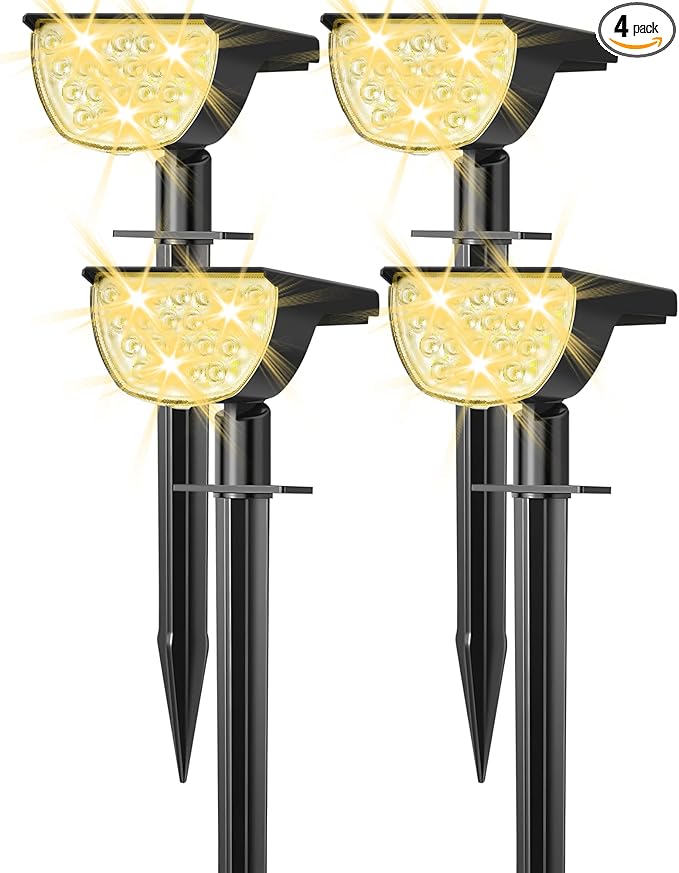 GKGG Solar Lights Outdoor Waterproof IP65, Solar Powered 76 LED 3 Lighting by GKGG