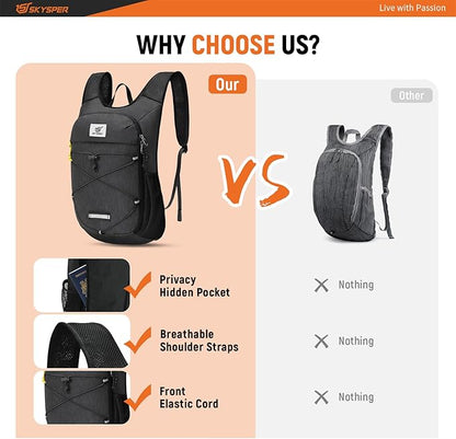 SKYSPER Foldable Hiking Backpack - 10L/15L Small Lightweight Daypack Breathable - Image 4