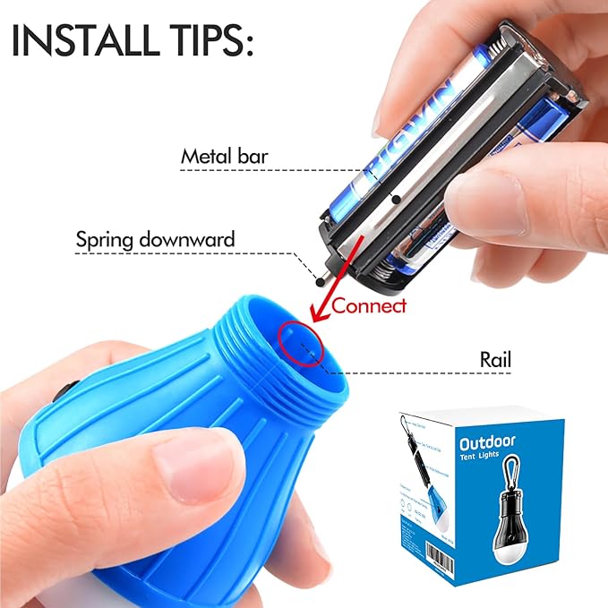 FLY2SKY Tent Lamp Portable LED Tent Lights Blue 4 Packs Hook Hurricane - Image 7