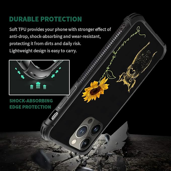 for iPhone 12 Pro Max Case, Pig Sunflower Yellow Sunshine Pattern Graphic - Image 7