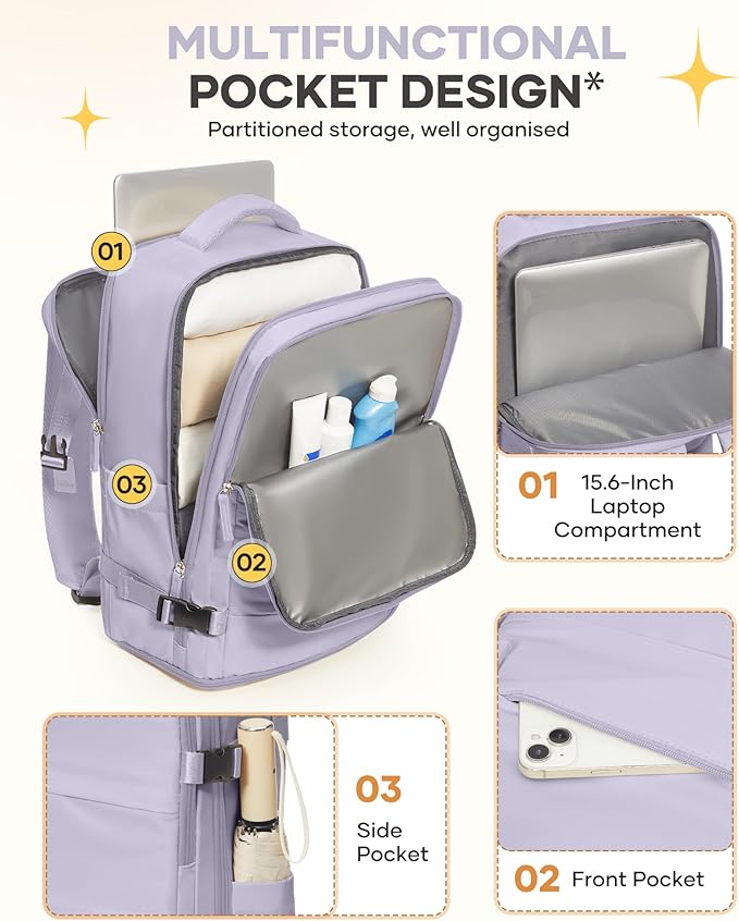 Carry On Backpack Personal Item Travel Backpack - Image 4