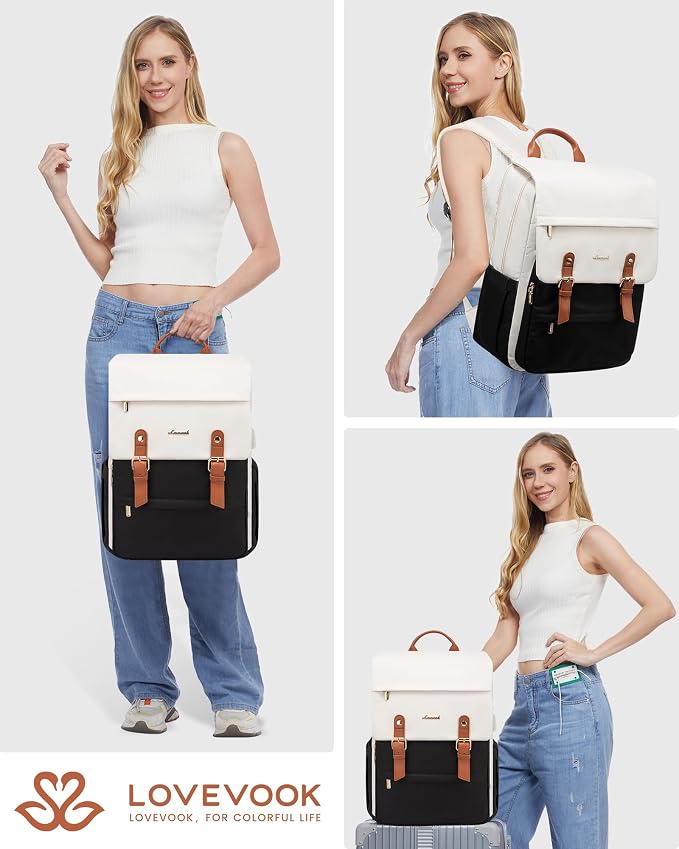 LOVEVOOK Laptop Backpack for Women Vintage Travel Backpack Purse Airline - Image 6