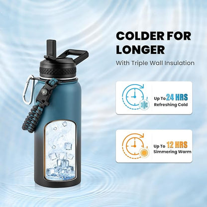 RAYMYLO Insulated Water Bottle 32 oz, Triple Wall Vacuum Stainless Steel - Image 2