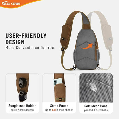 SKYSPER Sling Bag RFID Cross Body Bag Recycled Crossbody Backpack Travel Daypack - Image 6
