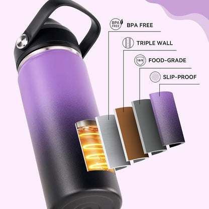 Fijinhom 18oz Insulated Stainless Steel Water Bottle, Wide Mouth Double Wall - Image 5