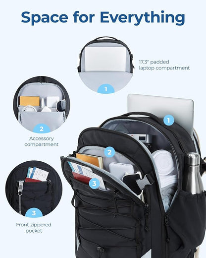 BAGSMART Carry On Travel Backpack, 17.3 Inch Large Travel backpack Carry On - Image 2