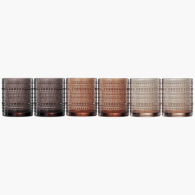 Khen Hobnail Beaded Highball Drinking Tumbler Glasses | Set of 6 | Color - Image 6