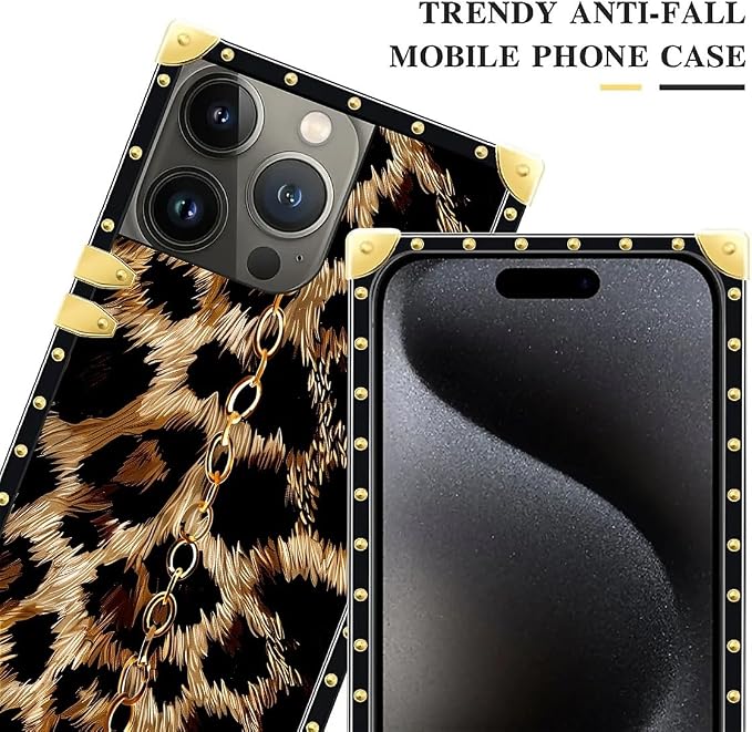 Compatible with iPhone 16 Pro Max Case, Seamless Gold Chain Leopard Luxury - Image 4
