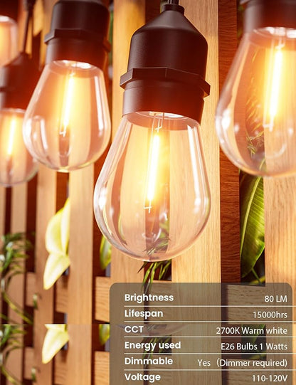 Svater Outdoor String Lights 150FT, E26 Socket, 1 Watt Dimmable 2700K Warm White - Image 5