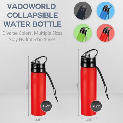 Collapsible Water Bottles 20oz, Odorless BPA-Free Silicone, Leak-Proof Foldable - Image 2