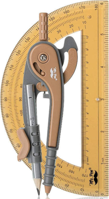 Mr. Pen- Geometry Compass and Protractor Set, 6 Inch Compass, 6 Inch Protractor by MrPen