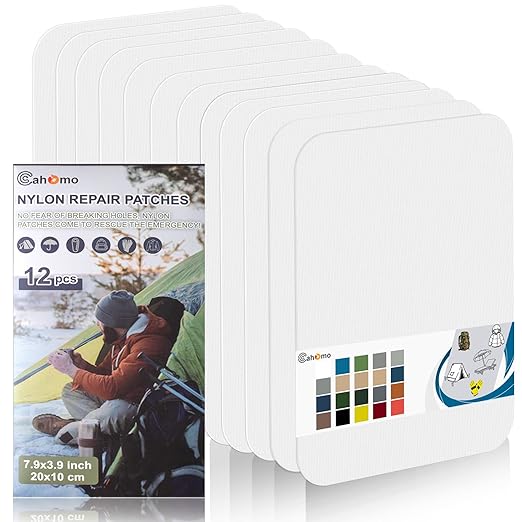 Cahomo 7.9x3.9 inch 12 PCS Nylon Repair Patch Nylon Repair Tape Self Adhesive by Cahomo