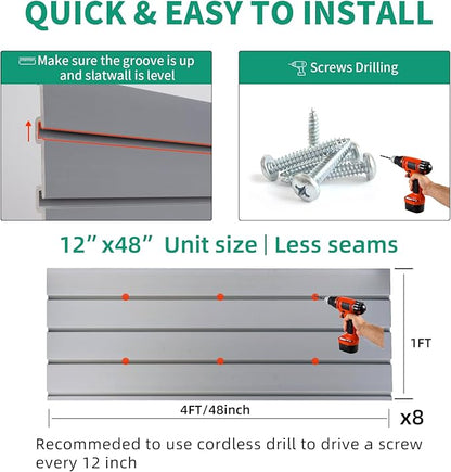FRAYSCENT Slat Wall Paneling Garage Slat Wall Storage Systems Slatwall Panels - Image 6