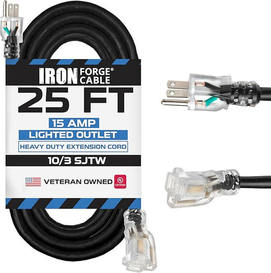 Iron Forge Cable 25 ft Lighted Outdoor Extension Cord by IronForgeCable
