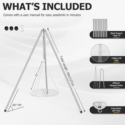 Stainless Steel Campfire Tripod - Image 2