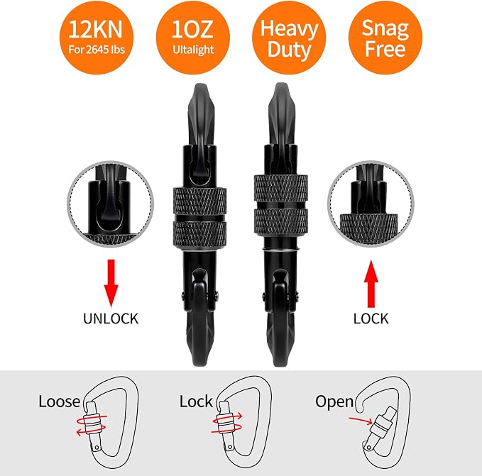 B-Mardi Carabiner Clips Heavy Duty 12kN-Lightweight Locking Carabiners - Image 3