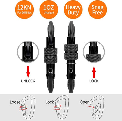 B-Mardi Carabiner Clips Heavy Duty 12kN-Lightweight Locking Carabiners - Image 3