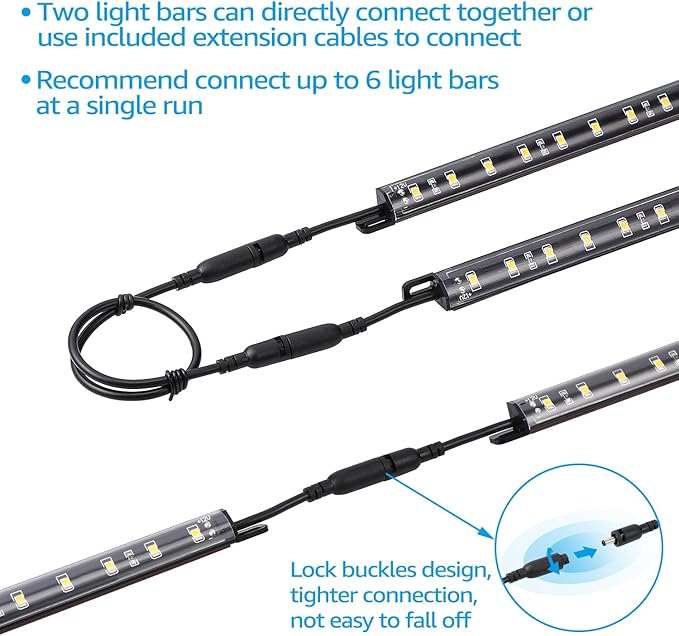 TORCHSTAR LED Safe Lighting Kit, 12 Inch Linkable Light Bars + Motion Sensor + - Image 4