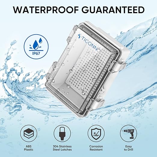 TICONN Outdoor Electrical Box Waterproof, Junction Box IP67 ABS Plastic - Image 2