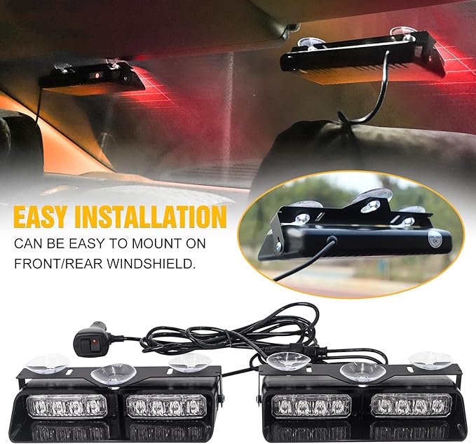XRIDONSEN 2 in 1 Dash Emergency Strobe Lights Interior Windshield Lights Red - Image 4