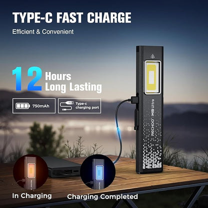 RECHOO Flat EDC Flashlight Rechargeable, 8-Mode Slim Pocket Flashlight - Image 4