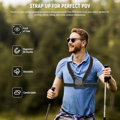 NEEWER Chest Mount Harness for Action Camera, Adjustable Hand Free Chest Strap - Image 2