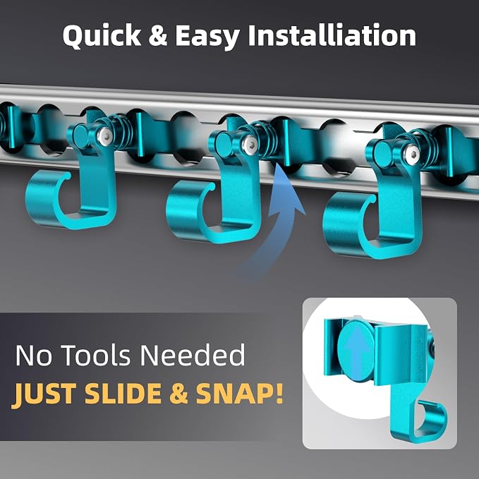 4 Pack L Track Hooks with Single Stud Fitting, Spring-Loaded Adjustable Gear - Image 4