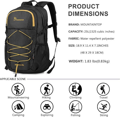 MOUNTAINTOP Hiking Backpack, 25L Camping Backpack, Men Women Hiking Daypack - Image 2