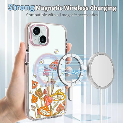 Case for iPhone 14 Plus/15 Plus, Retro Mushroom Sunflower Phone Case Design，for - Image 4