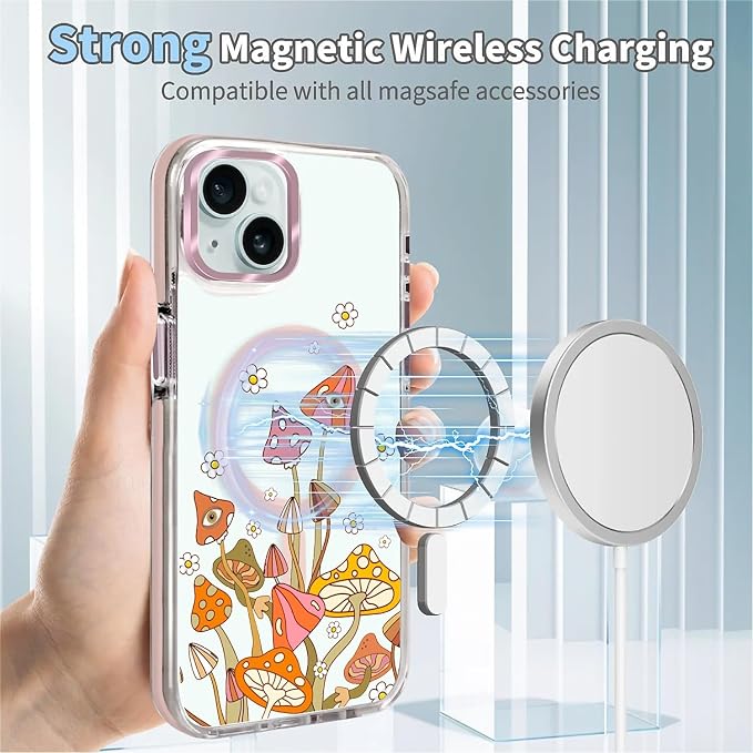 Case for iPhone 13/14, Retro Mushroom Sunflower Phone Case Design，for Women - Image 4