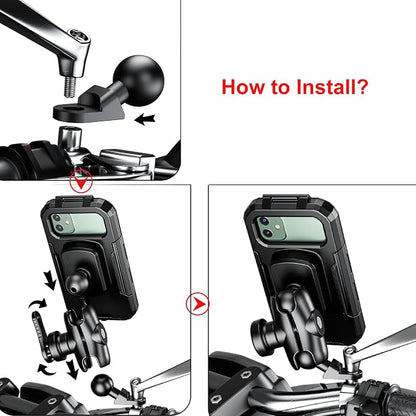 iMESTOU Waterproof Rearview Mirror Phone Mount, Motorcycle 1" Ball Phone Holder - Image 5