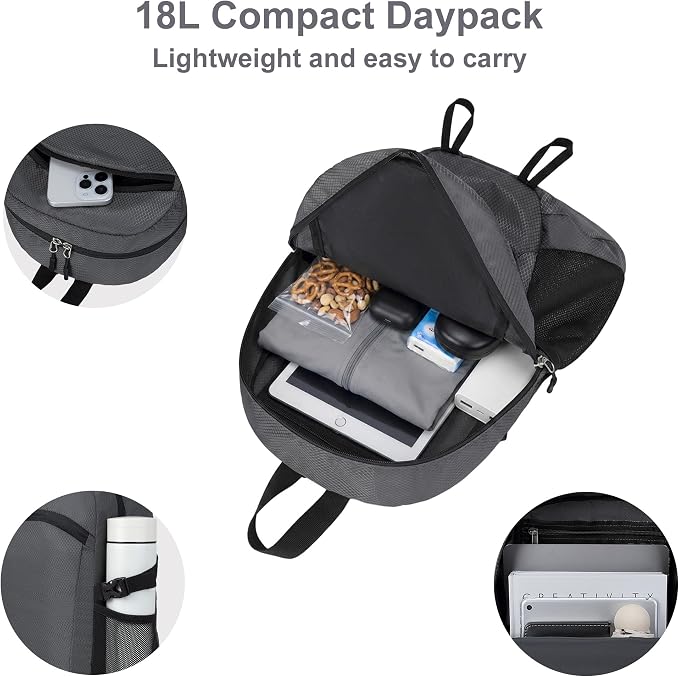 Lightweight Hiking Backpack 18L Packable Foldable Small Daypack Collapsible - Image 3