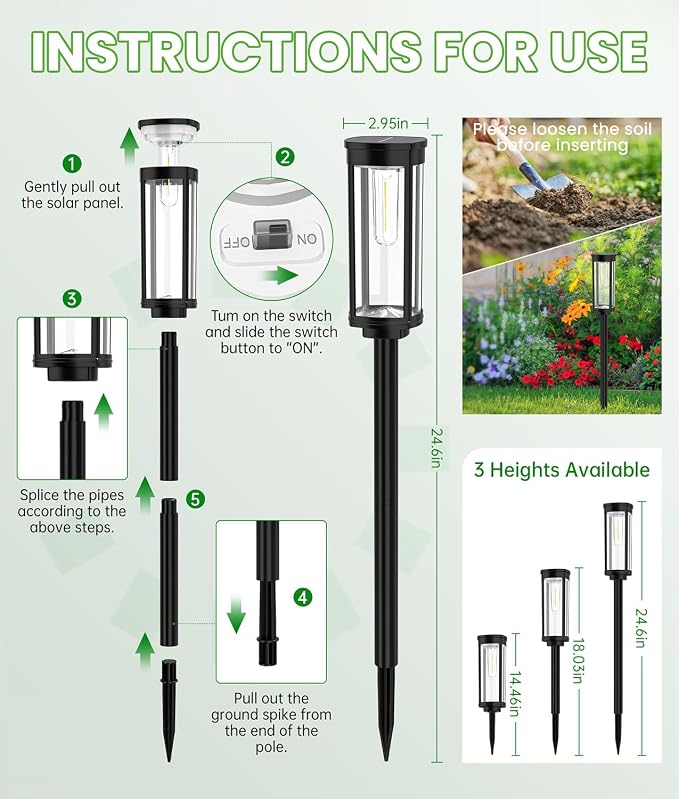 BITPOTT Bright Solar Pathway Lights, 12 Pack Solar Garden Lights Outdoor - Image 7