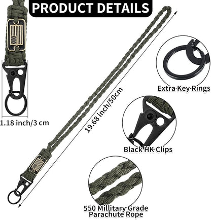 Frienda 2 Set Heavy Duty Paracord Lanyard Necklace Whistles Strap Braided 550 - Image 2