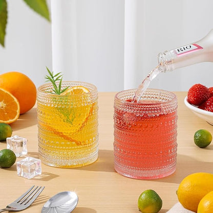HomeVogue Hobnail Drinking Glasses Set of 12, 12oz & 15oz Vintage Glassware Set - Image 5