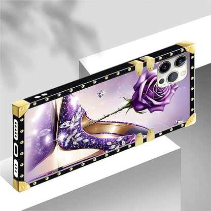 Compatible with iPhone 12 12 Pro Case, High Heeled Purple Diamond Rose Luxury - Image 4