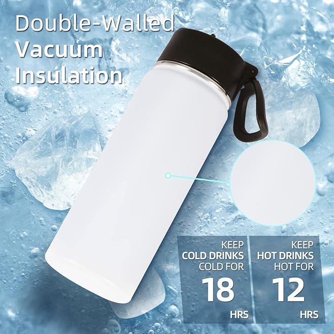 Volhoply 18oz Insulated Water Bottle Bulk 4 Pack, Kids Stainless Steel Water - Image 2