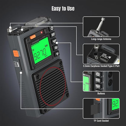 Raddy RF75A APP Control Shortwave Radio, Portable AM/FM/VHF/SW/WB Weather Radio - Image 8