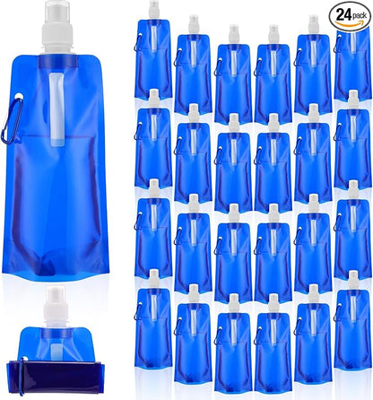 Teenyyou 24pack Collapsible Water Bottles Bulk 16oz Foldable Water Bottles by Teenyyou