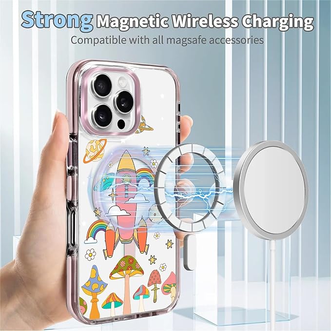 Case for iPhone 16 Pro Max, Spaceship Mushroom Phone Case Design，for Women - Image 4